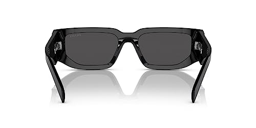 Prada Black Plastic Rectangle Sunglasses with Grey Lens