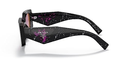 Prada Black Plastic Irregular Sunglasses Purple Mirror Lens