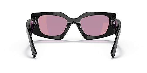 Prada Black Plastic Irregular Sunglasses Purple Mirror Lens