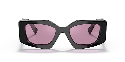Prada Black Plastic Irregular Sunglasses Purple Mirror Lens