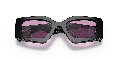 Prada Black Plastic Irregular Sunglasses Purple Mirror Lens