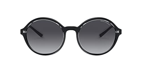 Armani Exchange Women's Round Sunglasses, Black/Grey Gradient, 55mm