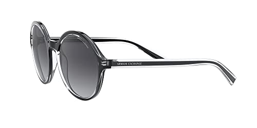 Armani Exchange Women's Round Sunglasses, Black/Grey Gradient, 55mm