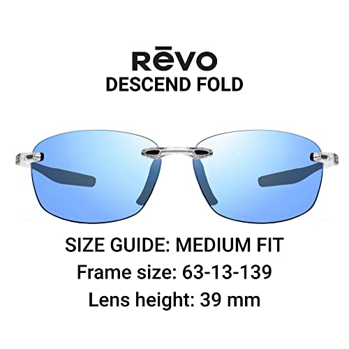 Revo Foldable Polarized Sunglasses: Blue Water Lens, Rimless Frame