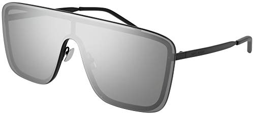 Saint Laurent Black Matte Frame Grey Mirror Sunglasses