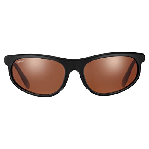 Serengeti Summit Men's Matte Black Wraparound Sunglasses