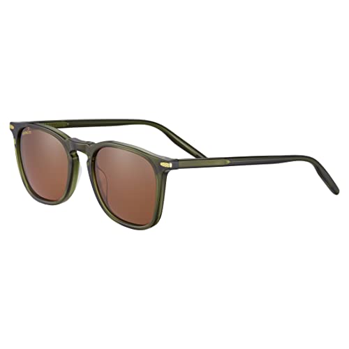 Serengeti DELIO Polarized Square Sunglasses, Crystal Khaki, Medium