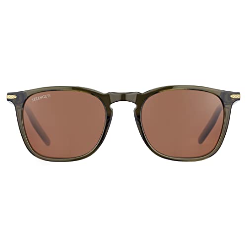 Serengeti DELIO Polarized Square Sunglasses, Crystal Khaki, Medium