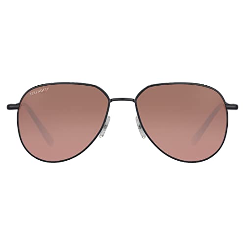 Matte Black Serengeti Polarized Square Sunglasses for Men