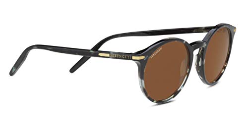 Serengeti - Leonora Shiny Striped Brown Polarized Sunglasses
