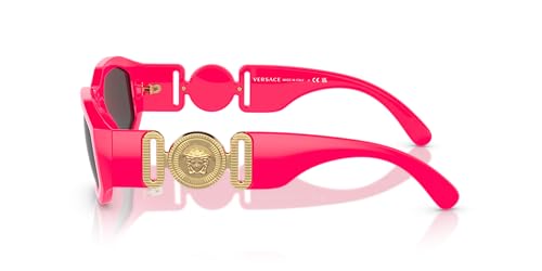 Versace Man Sunglasses, Fuxia Fluo Frame, Dark Grey
