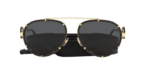 Versace Black Aviator Sunglasses with Grey Lens