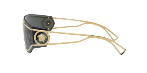 Versace Gold Metal Shield Sunglasses with Grey Lens