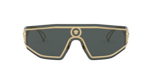 Versace Gold Metal Shield Sunglasses with Grey Lens