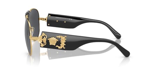 Versace Gold Frame Sunglasses with Dark Grey Lenses