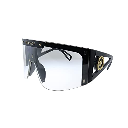 Versace VE 4393 Black Shield Sunglasses with Clip-On