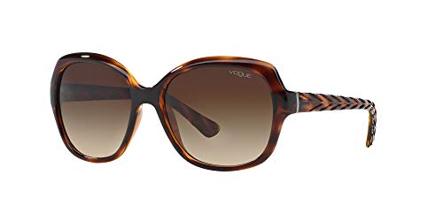 Vogue Women's Square Sunglasses, Striped Havana, Brown Gradient