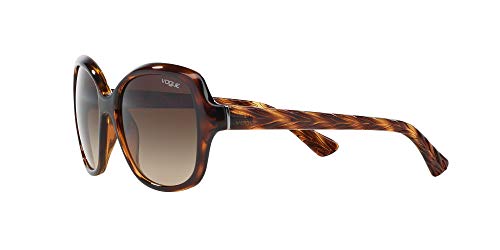 Vogue Women's Square Sunglasses, Striped Havana, Brown Gradient