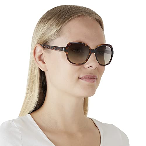 Vogue Women's Square Sunglasses, Striped Havana, Brown Gradient