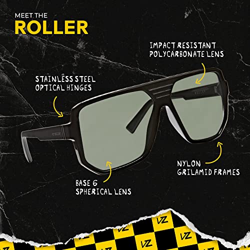 VonZipper Roller Sunglasses Black Gloss UV Protection Square