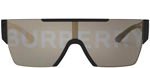 Burberry Black Rectangle Sunglasses with Gold Lens