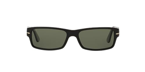 Persol Rectangular Polarized Sunglasses Black/Green 57mm