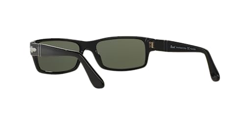 Persol Rectangular Polarized Sunglasses Black/Green 57mm