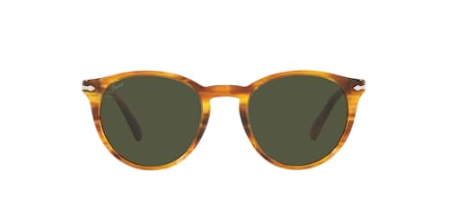 Striped Brown/Green Round Sunglasses, Persol PO3152S, 52mm