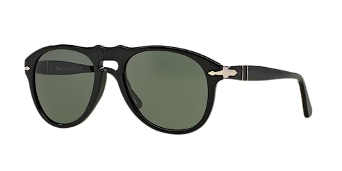Persol PO0649 Aviator Sunglasses, Black/Green (52mm)