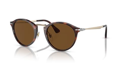 Persol Round Sunglasses Gold/Havana/Brown Polarized 51 mm