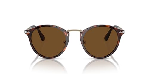 Persol Round Sunglasses Gold/Havana/Brown Polarized 51 mm