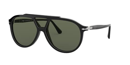 Persol Black/Green Aviator Sunglasses, 59mm