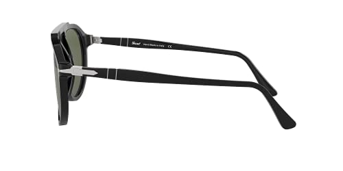 Persol Black/Green Aviator Sunglasses, 59mm