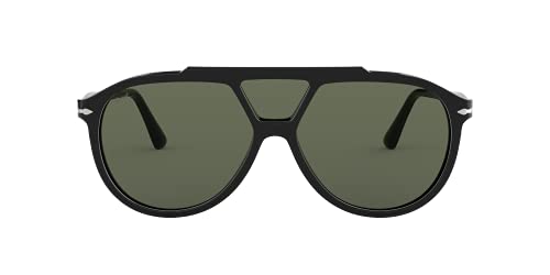 Persol Black/Green Aviator Sunglasses, 59mm