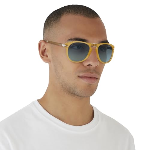 Men's Persol Steve McQueen Aviator Sunglasses, Opal Yellow/Blue