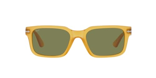 Persol Rectangular Sunglasses, Miele/Green, 53 mm