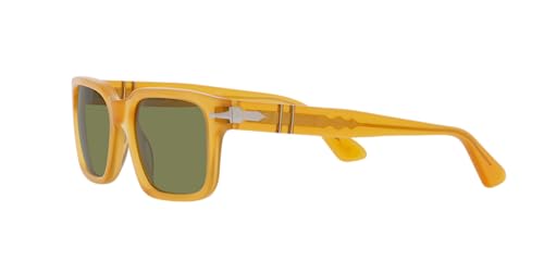 Persol Rectangular Sunglasses, Miele/Green, 53 mm