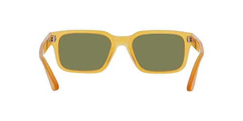 Persol Rectangular Sunglasses, Miele/Green, 53 mm