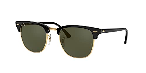 Ray-Ban Clubmaster Square Sunglasses, Black & Gold, 49mm