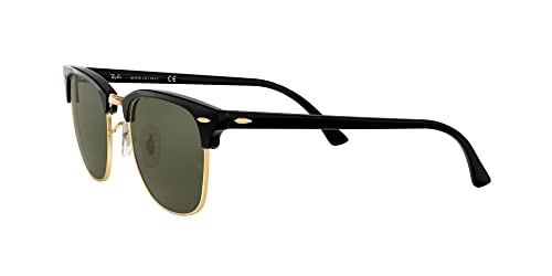Ray-Ban Clubmaster Square Sunglasses, Black & Gold, 49mm