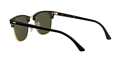 Ray-Ban Clubmaster Square Sunglasses, Black & Gold, 49mm