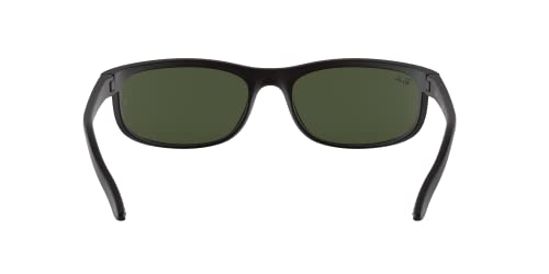 Ray-Ban Black Frame Green Lens Unisex Sunglasses - Rectangular