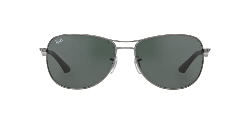 Ray-Ban RB3519 Aviator Sunglasses for Men, Gunmetal/Green