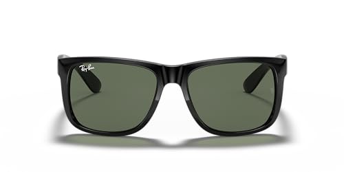 Ray-Ban RB4165 Justin Sunglasses, Black/Dark Green, 55mm