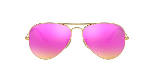 Ray-Ban Gold Aviator Sunglasses, Green Mirrored Fuchsia