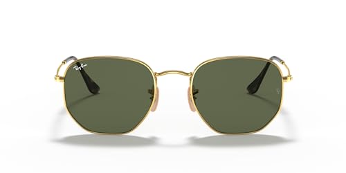 Ray-Ban Hexagonal Flat Lens Sunglasses, Gold/G-15 Green