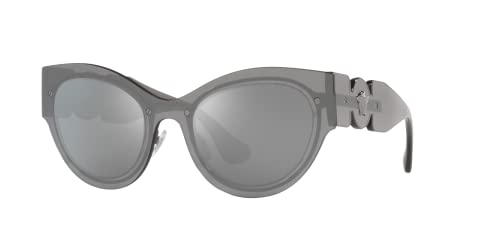 Versace Women's Transparent Grey Mirror Silver Sunglasses, 53MM