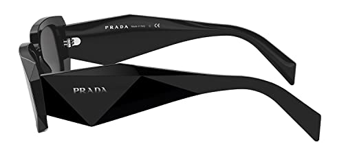 Prada Black Plastic Rectangle Sunglasses with Grey Lens