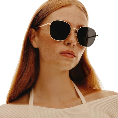 Gold/Smoke Polarized Oversized Round Sunglasses for Women by Quay