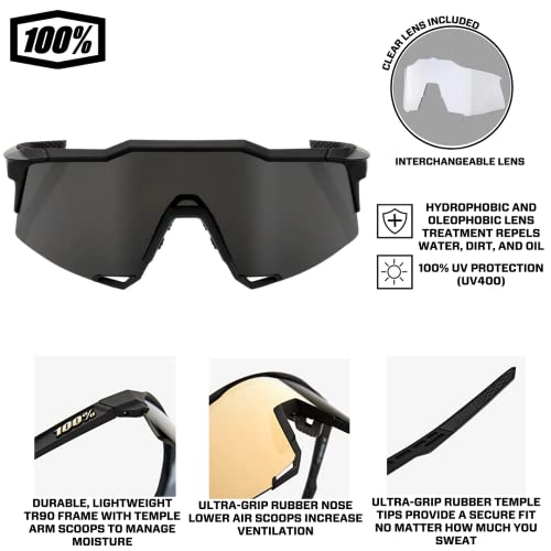 100% SPEEDCRAFT Cycling Sunglasses SOFT TACT BLACK - Smoke